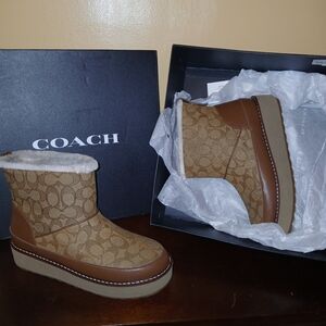 Coach Brown Shearling-Lined Boots